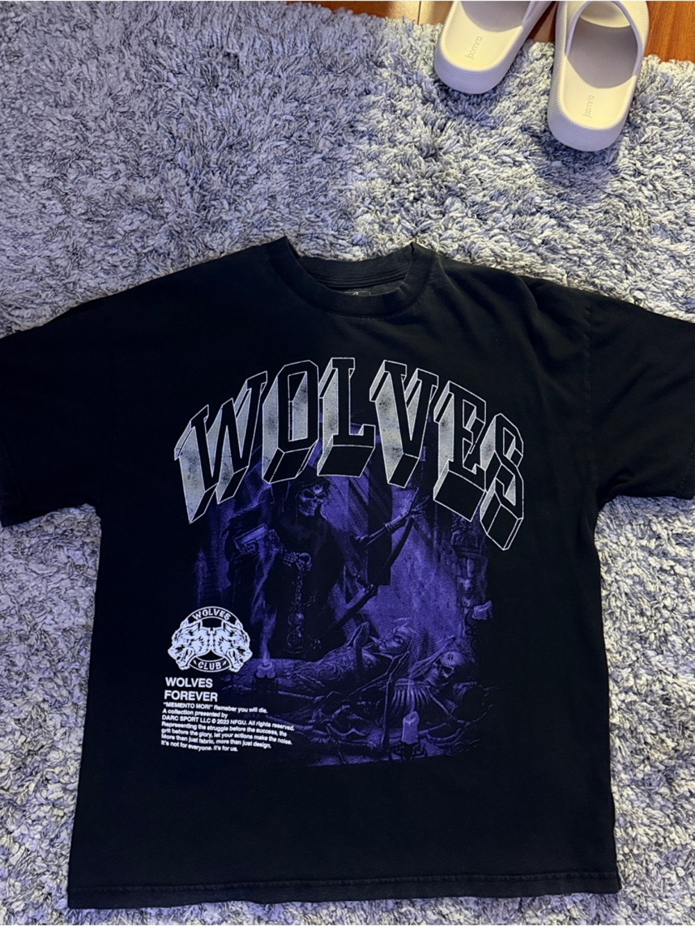 Darc Sport Black Tee with Purple Wolves Graphic Print